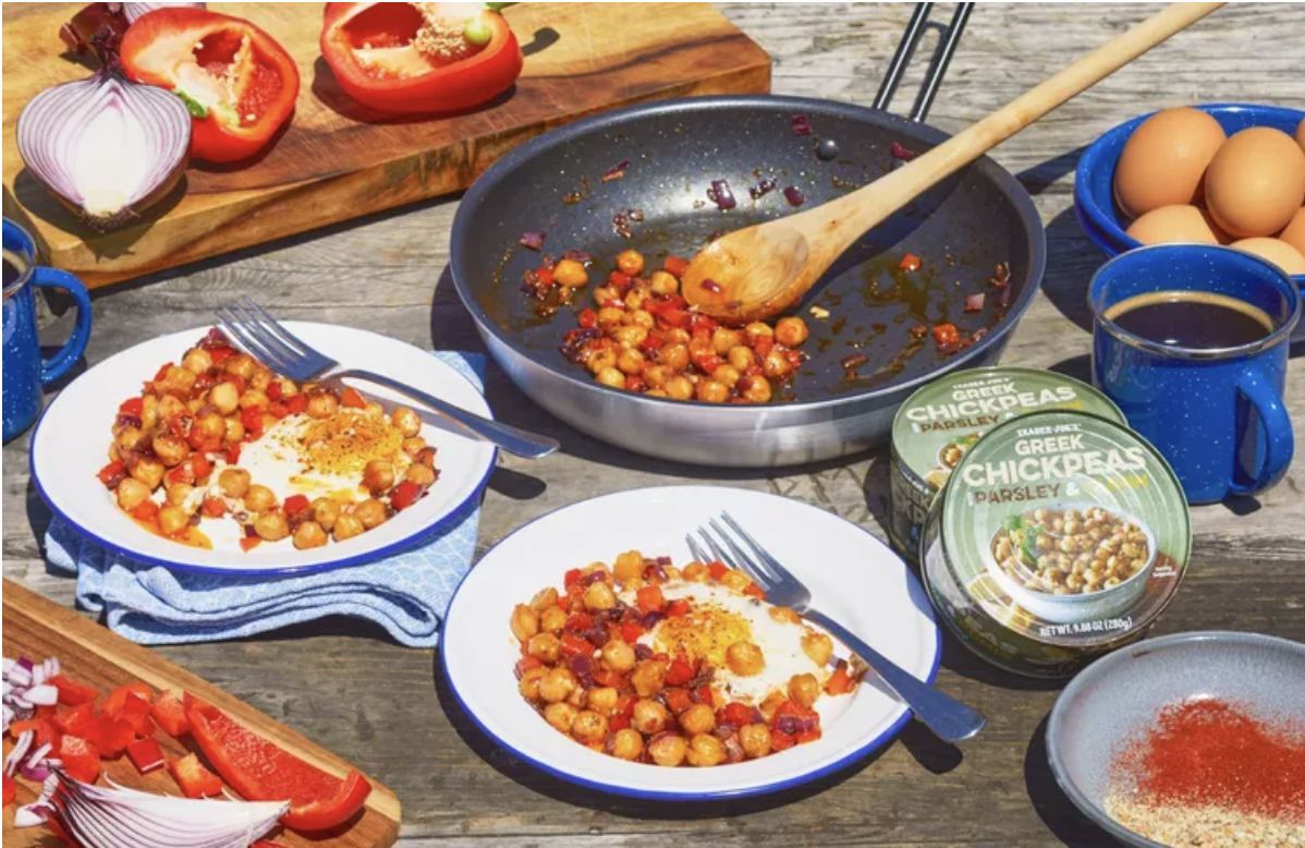 Greek chickpeas can be used as a side dish or as a main dish. (Image via Trader Joe&#039;s)