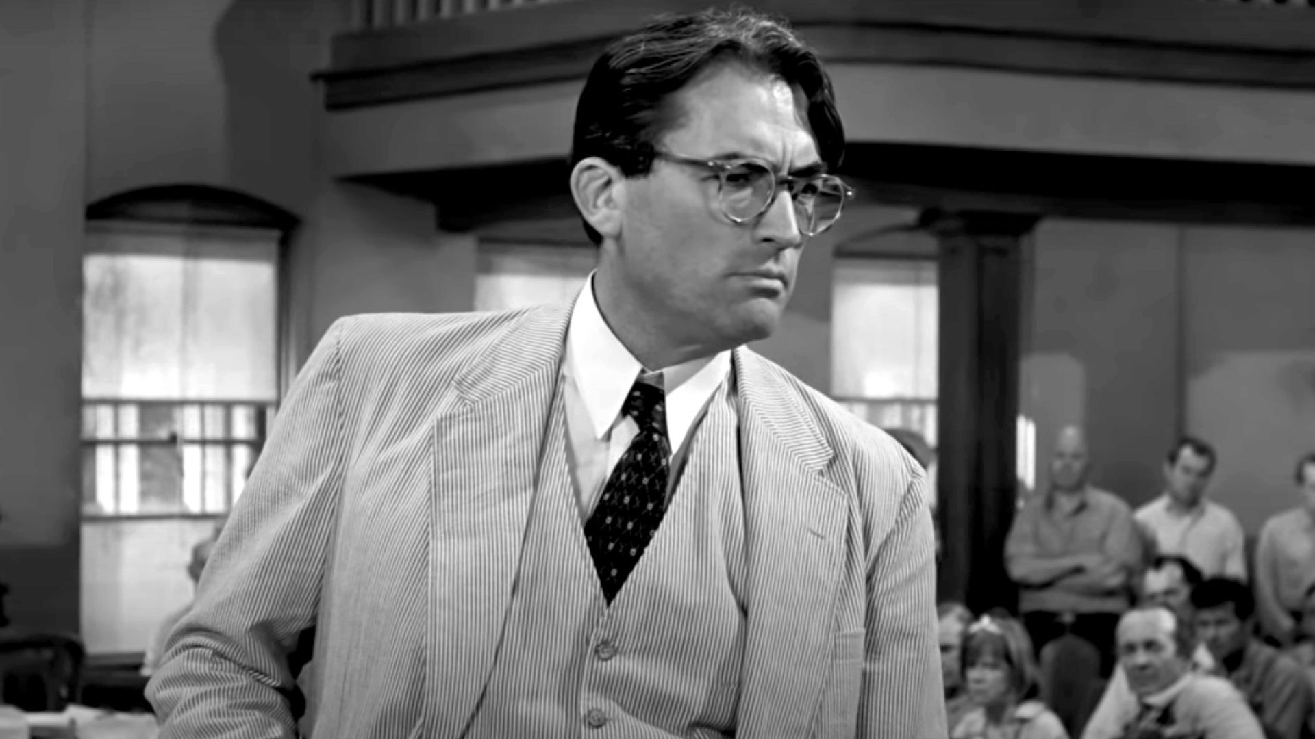 Atticus Finch is known for the support shown to racial equality in To Kill a Mockingbird. Image via Amazon Video