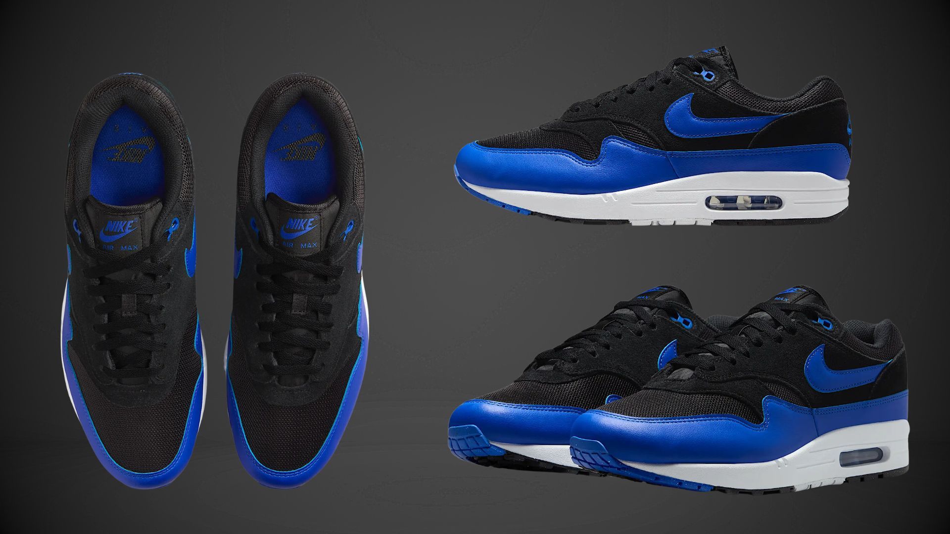 The Royal Blue, Black, and White color tones offer a dynamic contrast. (Image via Nike)