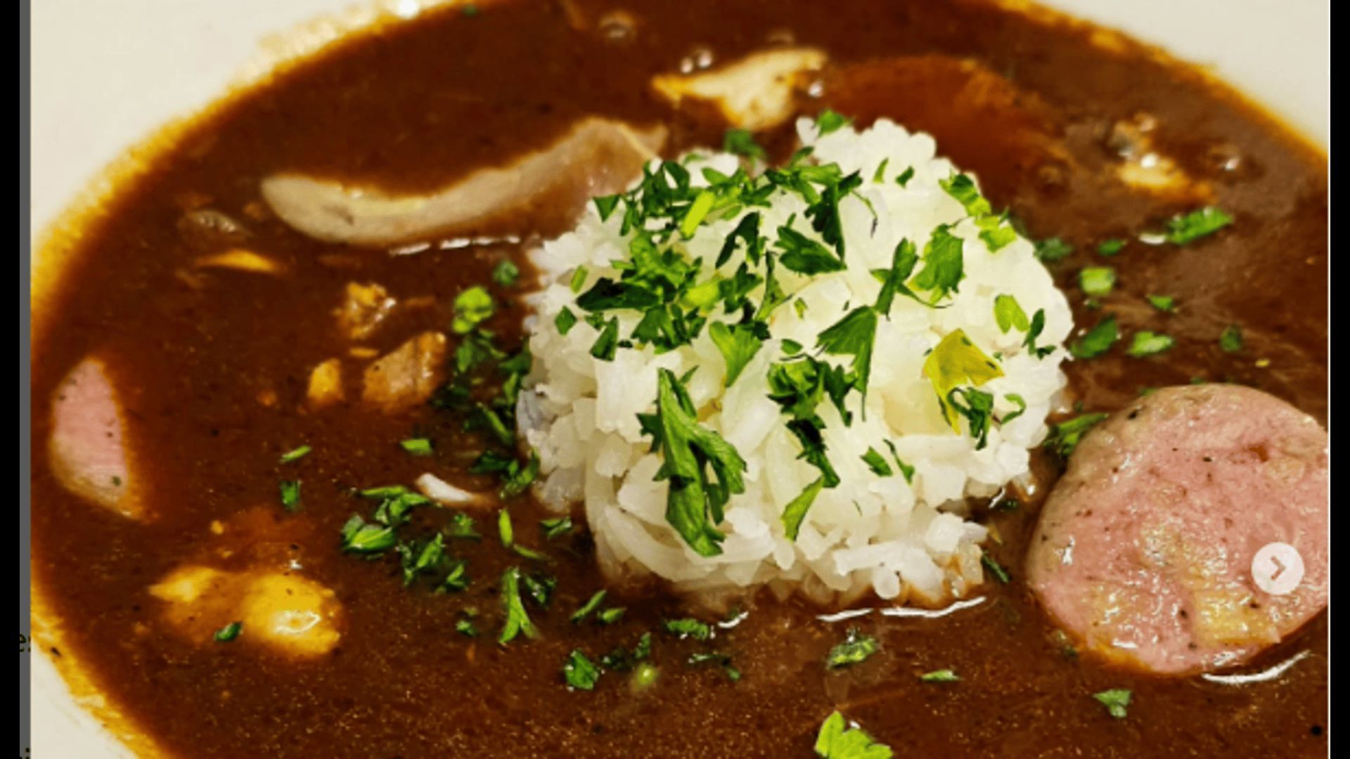 Gumbo with a rich smoky broth at Gabrielle Restaurant (Image via Instagram/@gabriellenola)