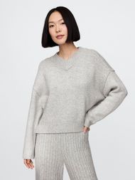 CashSoft cropped high V-neck sweater. image via gap.com