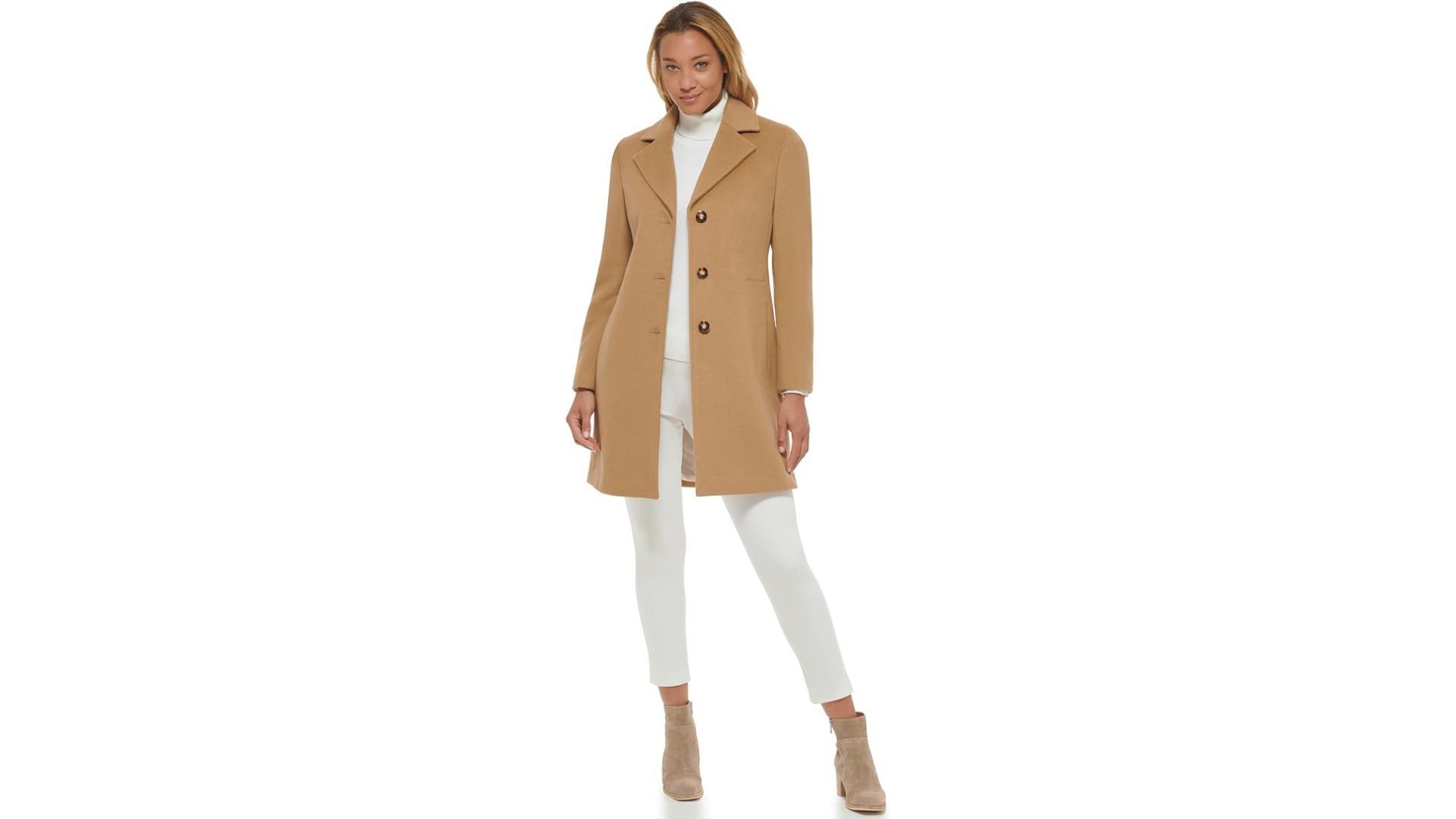 Calvin Klein Women&#039;s Cashmere Wool Blend Coat (Image via Amazon)