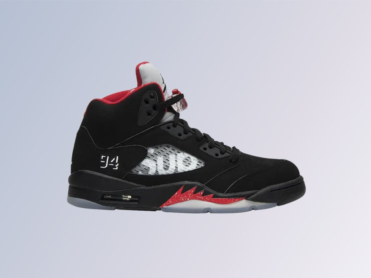 Supreme x Jordan 5 Retro &quot;Black&quot; (Image via Editorialist)