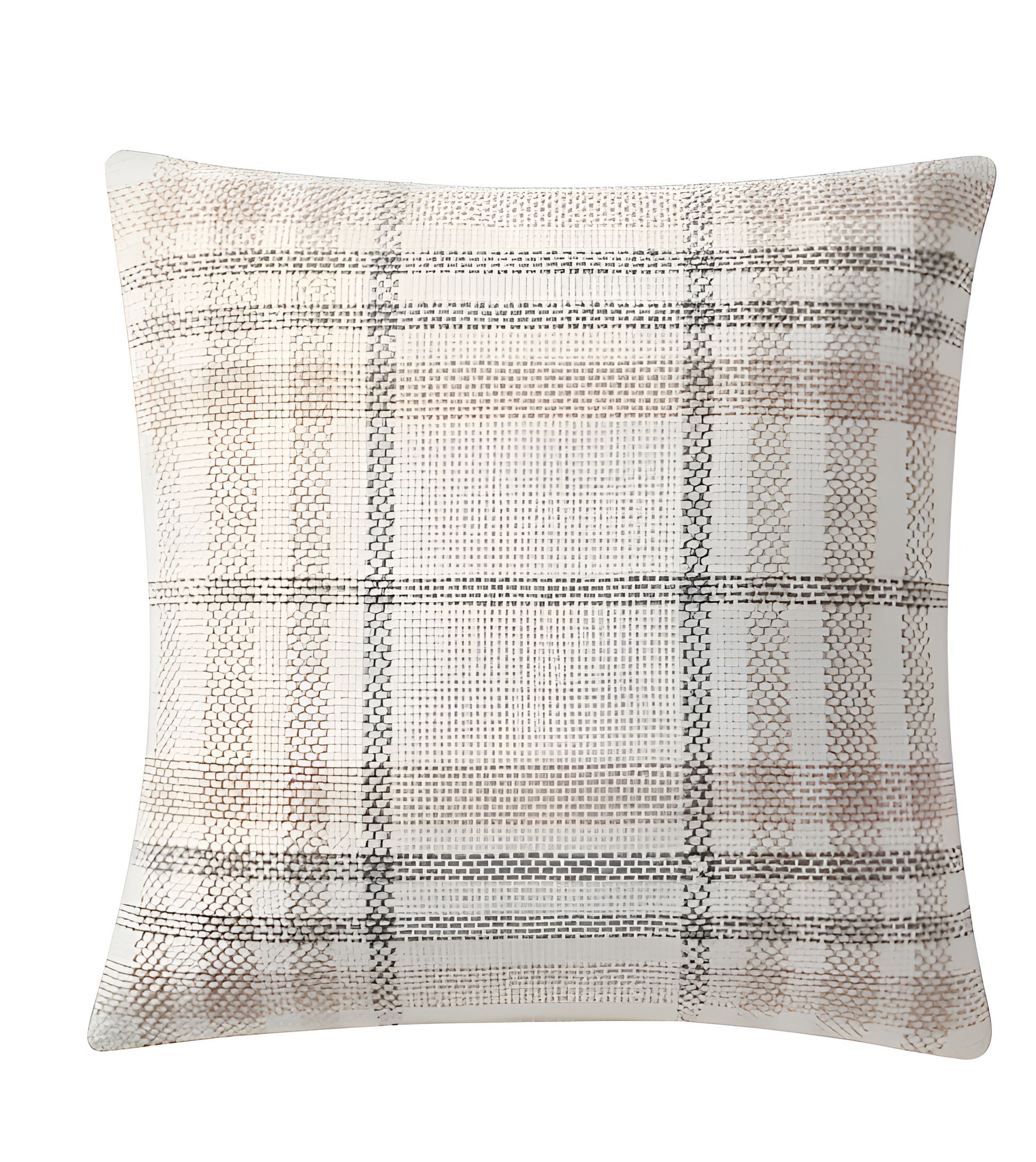 My Texas House Ophelia Taupe Plaid Cotton Decorative Pillow (Image via walmart.com)