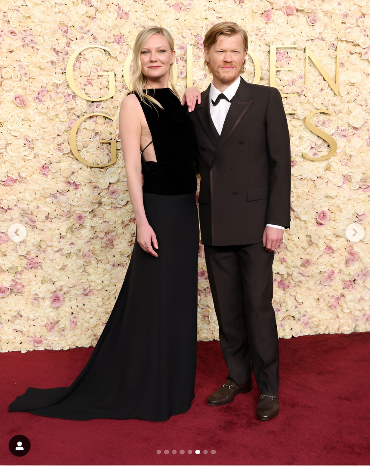 Kirsten Dunst &amp; Jesse Plemons at the golden globes. image via @goldenglobes/Instagram