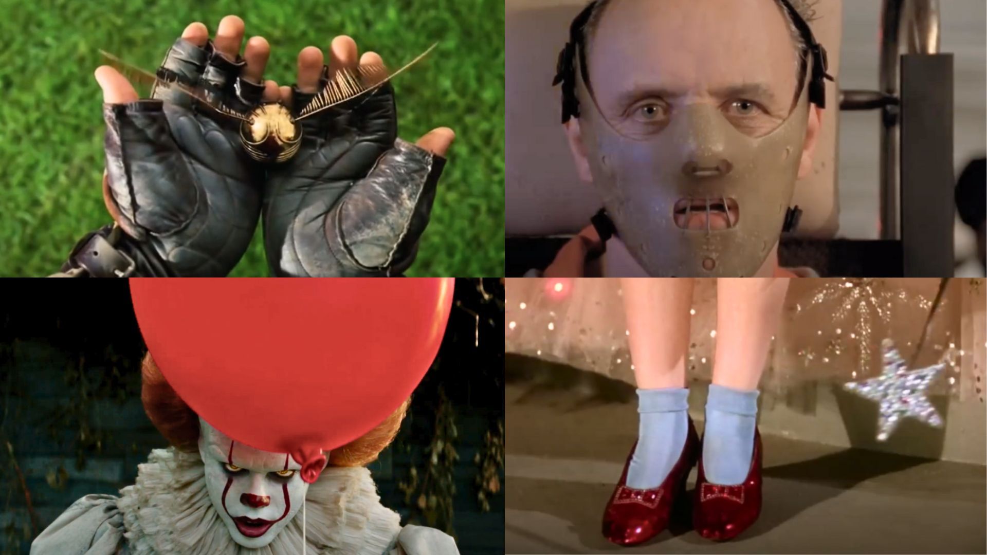 This is a collage of iconic props that hold major significance in pop culture, namely 