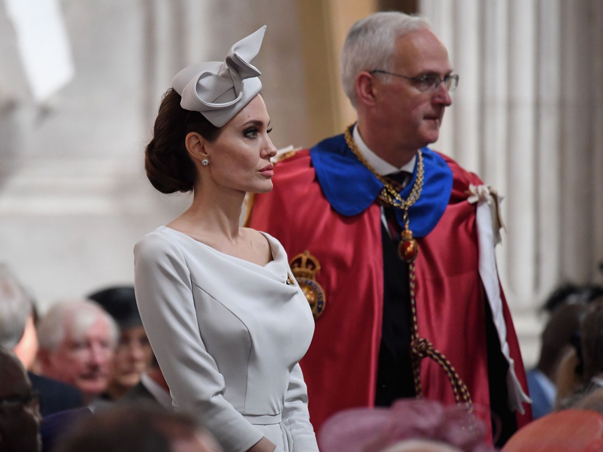 Angelina Jolie arrives ahead of the Order Of St George 200th Anniversary Service at St Paul&#039;s Cathedral - Source: Getty