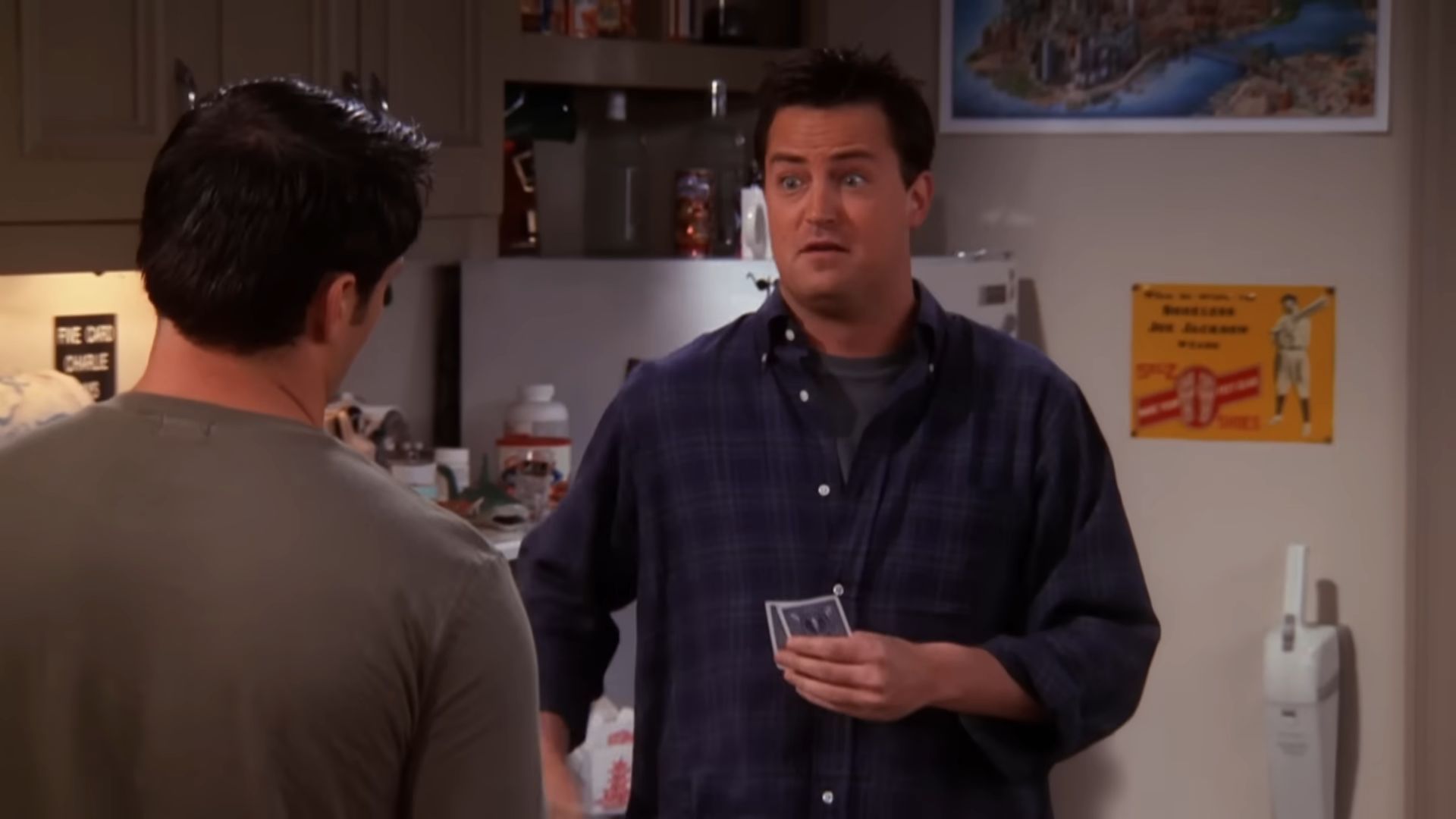 Chandler made up the Cups game to help Joey with some money (Image via Netflix)