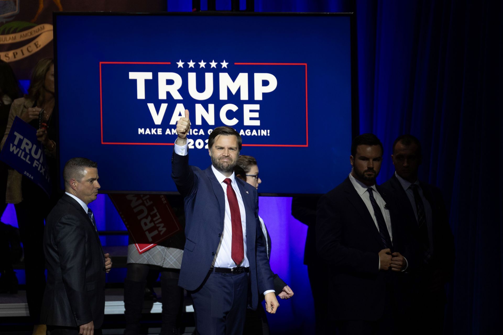 JD Vance Campaigns In Flint, Michigan Day Ahead Of Election - Source: Getty