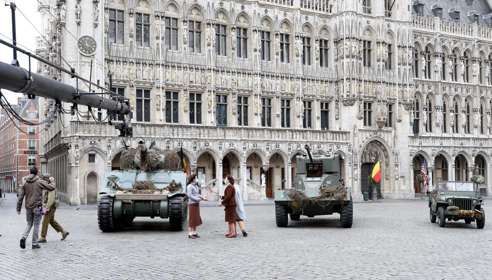 Tanks and military vehicles brought for a movie in Brussels - Source: Getty