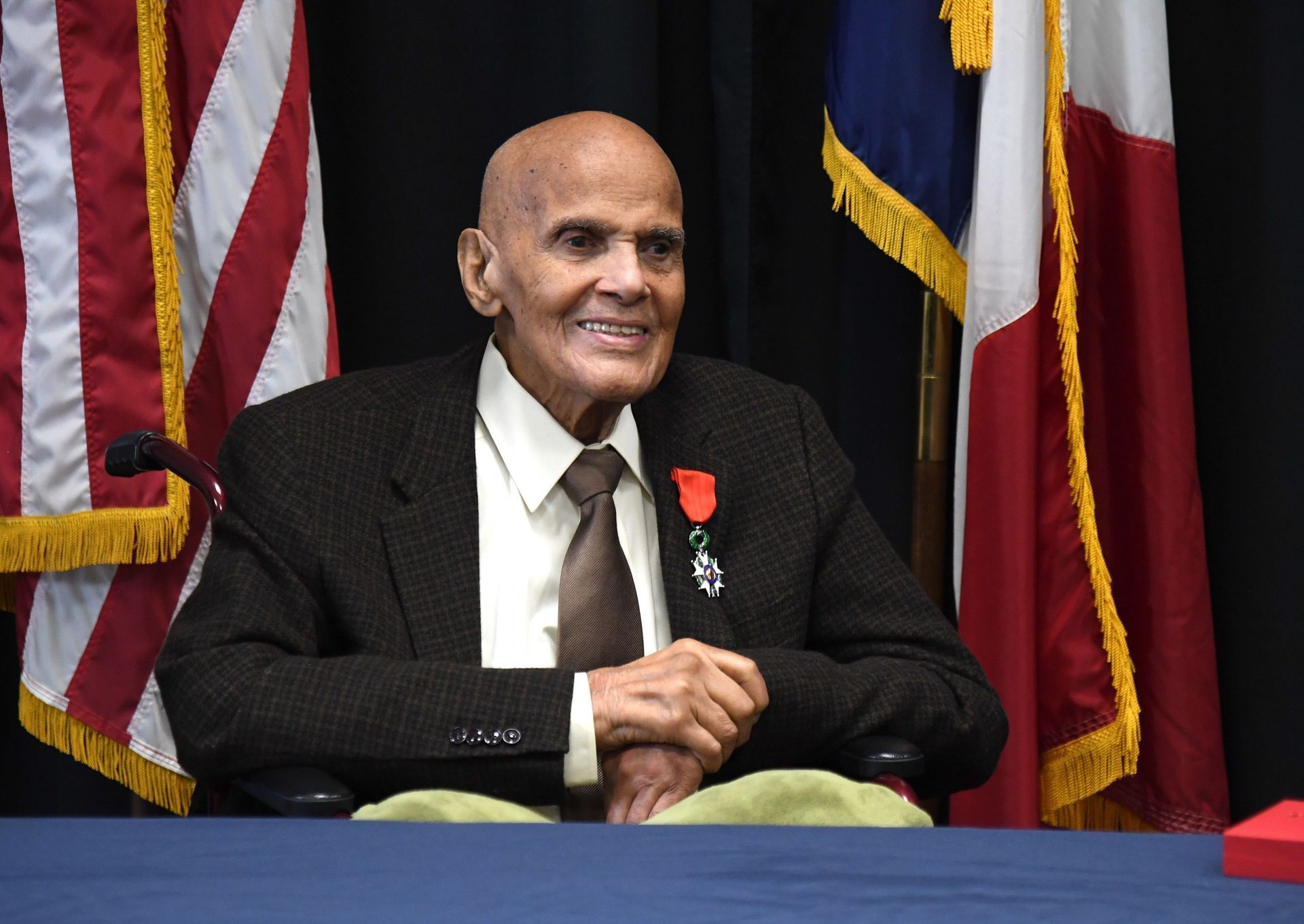 Harry Belafonte Receives the National Order of the Legion of Honour, France&#039;s Highest Award, From Ambassador of France to the United States Philippe &Eacute;tienne - Source: Getty