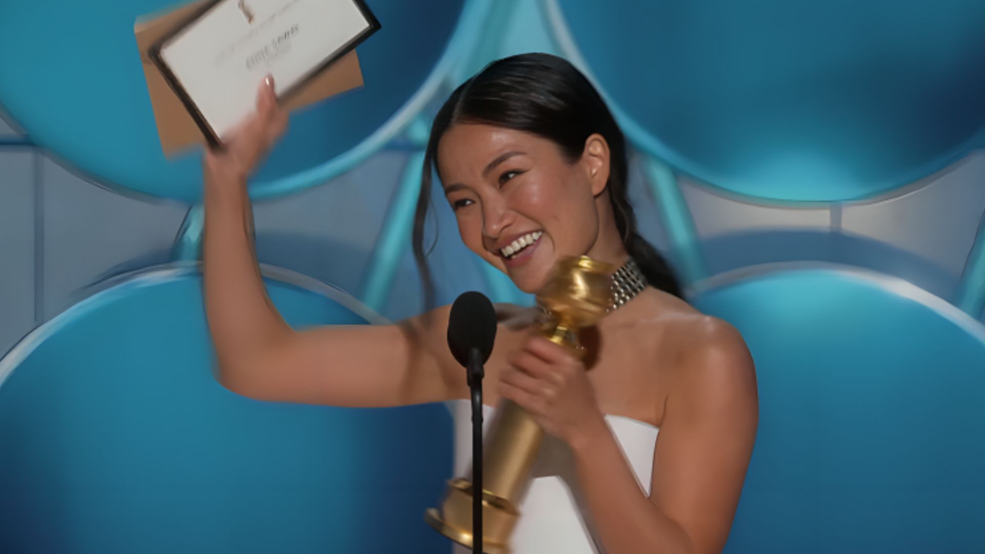 Anna Sawai is now a Golden Globe winner for Shōgun, the FX series (Image via YouTube/Golden Globes)