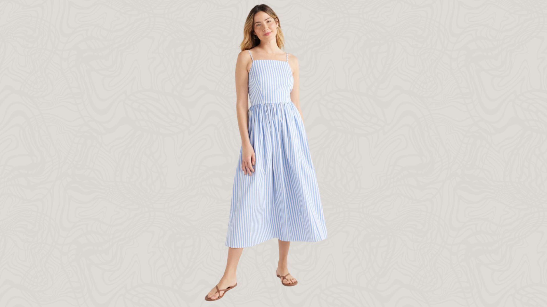 Free Assembly Women&#039;s Sleeveless Square Neck Midi Dress (Image via Walmart)