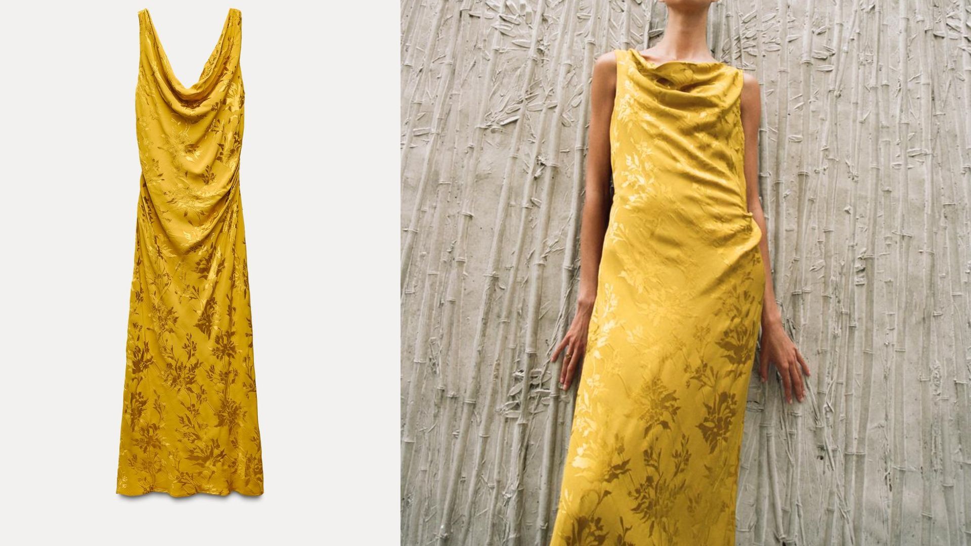 Satin Effect Jacquard Midi Dress (Image via Zara)