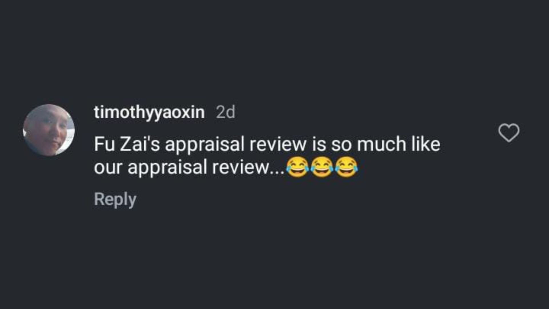 Fu Zai&#039;s appraisal review is so much like our appraisal review (screenshot via straits_times/ Instagram)