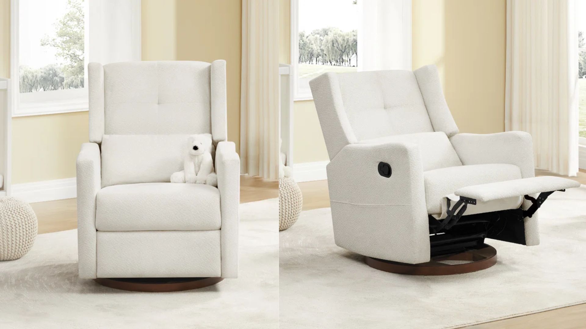 Drenna Tufted Upholstery Manual Swivel Glider Recliner (Image via Wayfair)