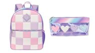 OMG Accessories Kids' Quilted Checker Backpack & Hearts Pouch Set (Image via Nordstrom Rack)
