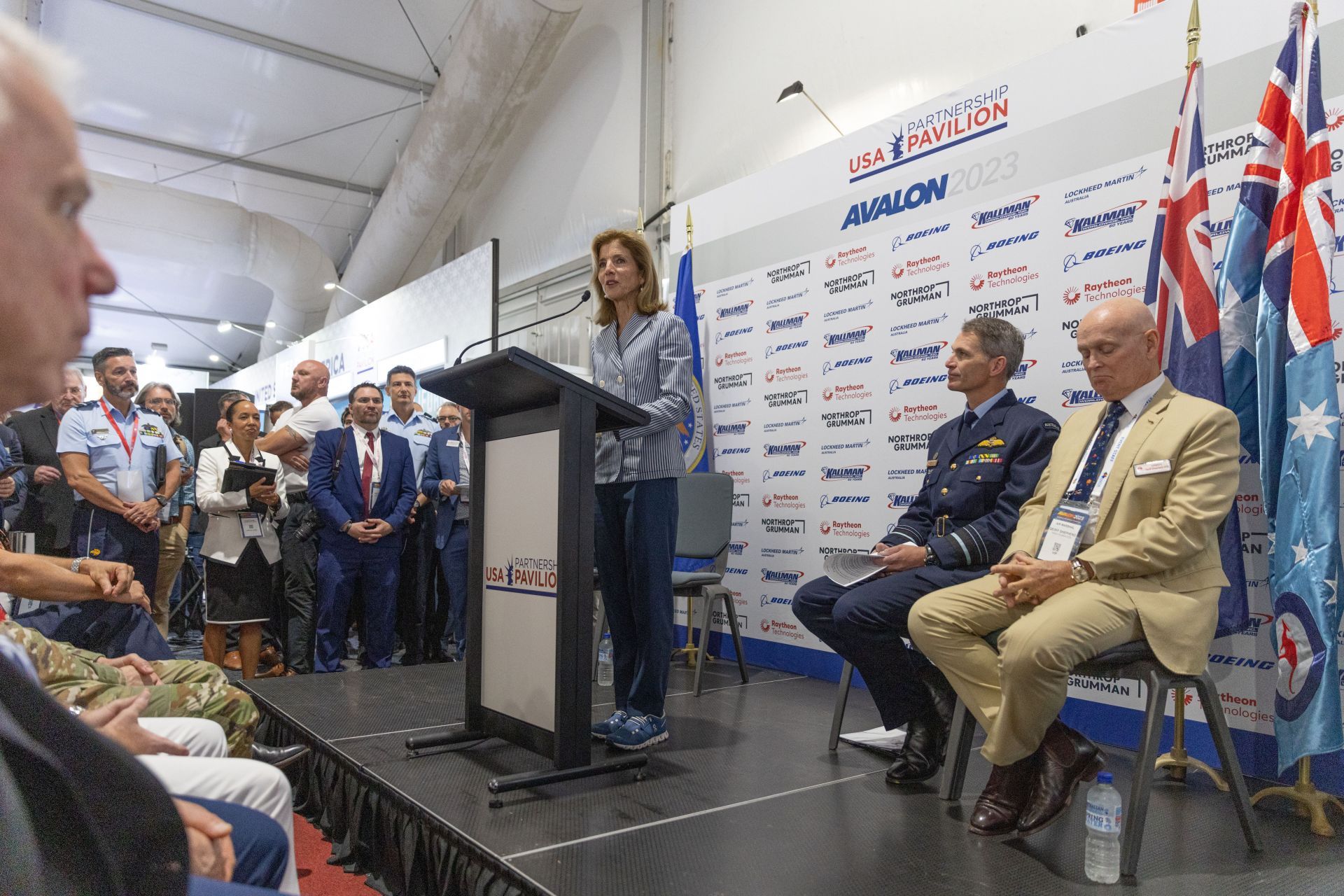 Caroline Kennedy speaking at the Australian Air Show 2023 (Image via Getty)