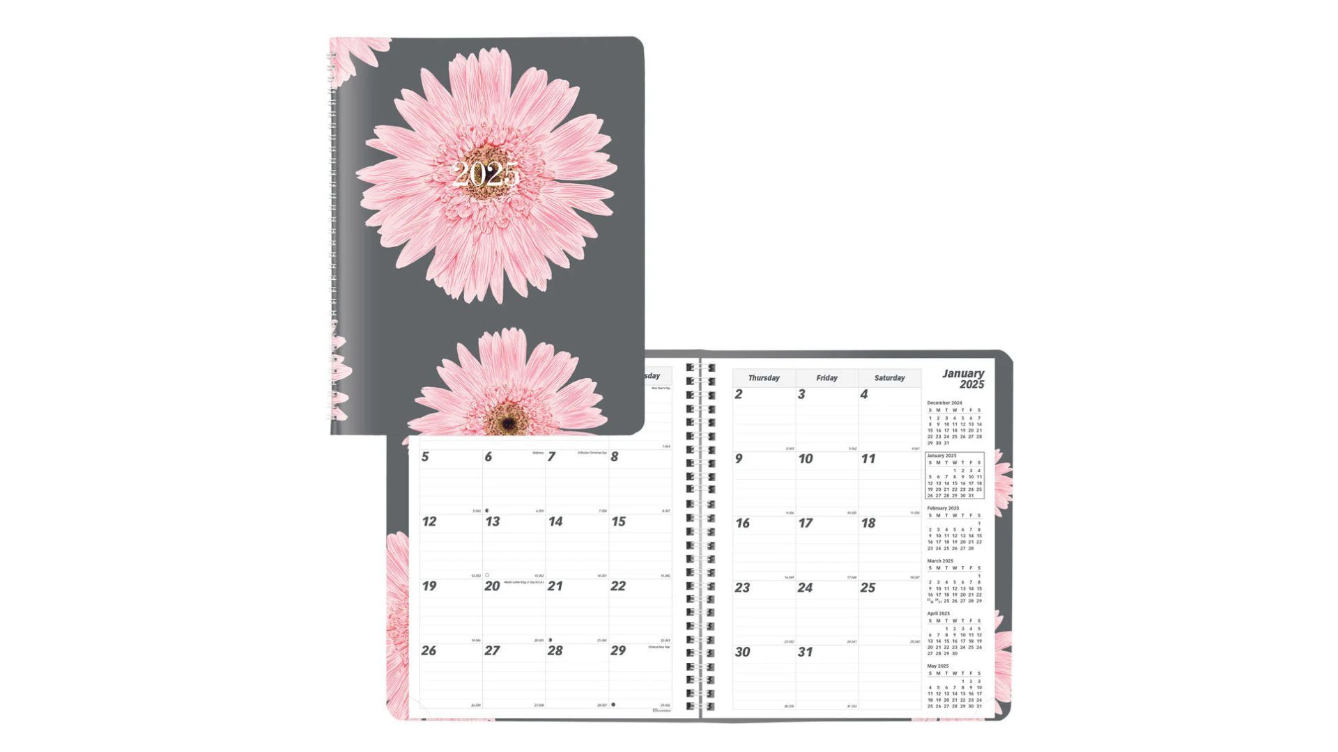 Pink Daisy Monthly Planner 2025 (Image via Brownline)