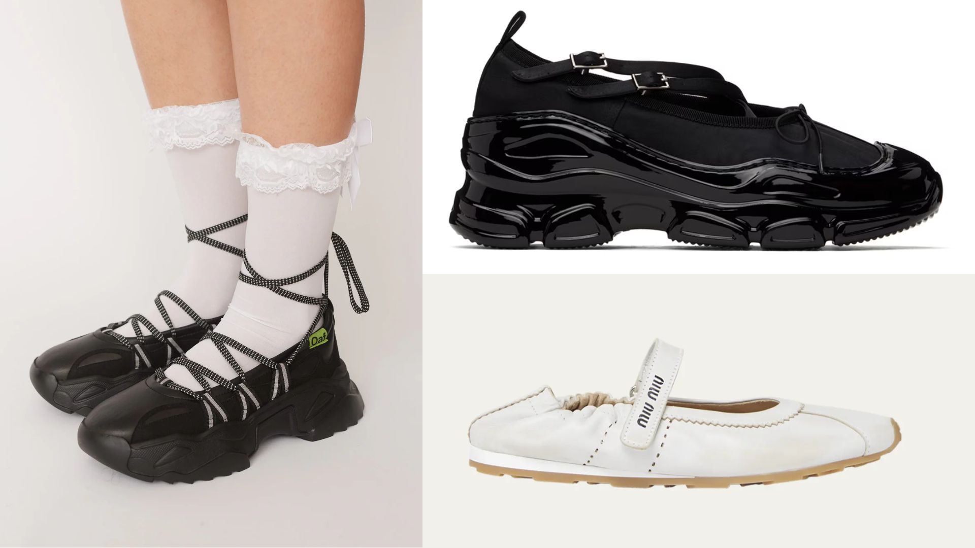 Ballerina Sneakers (Image via Lazy Oaf / Ssense / Bergdorf Goodman)