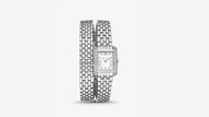 Petite Emery Pavé Silver-Tone Double Wrap Watch