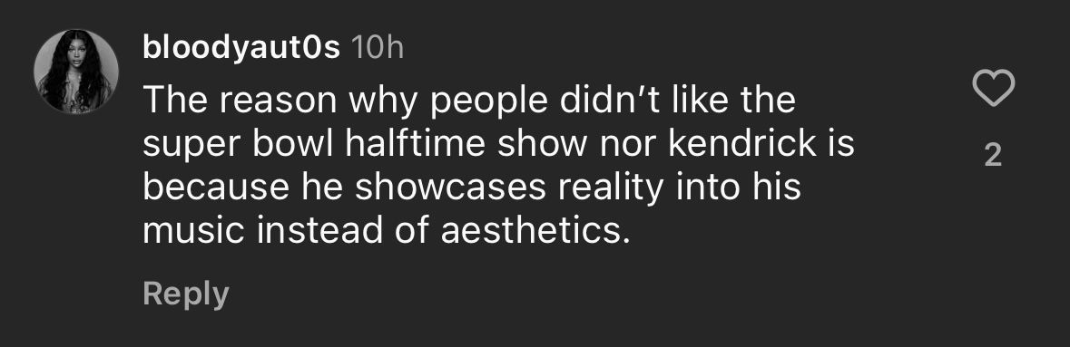 Comment under @theshaderoom where Kevin Durant completely downplayed Kendrick Lamar&#039;s performance at the Superbowl LIX Halftime Show. (Image via Instagram/@theshaderoom)