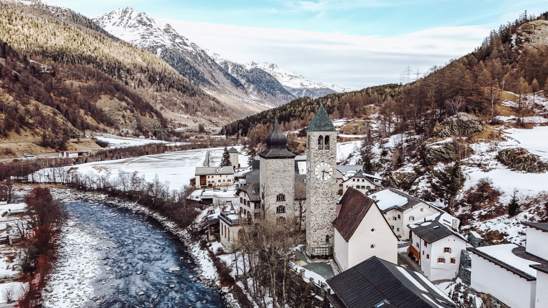 Drone captures Susch, a timeless Alpine gem in Swiss Alps - Source: Getty