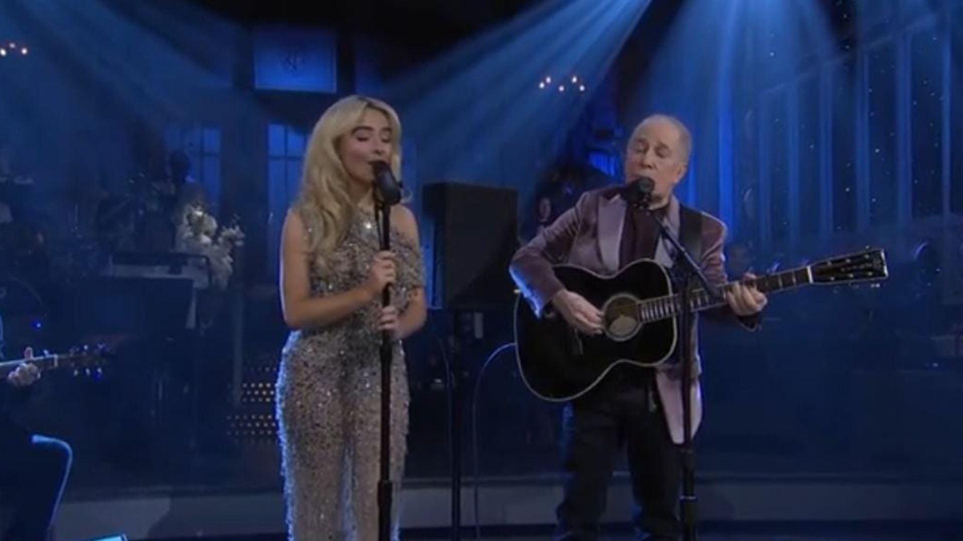 Sabrina Carpenter and Paul Simon perform at the SNL50 special (via SNL))