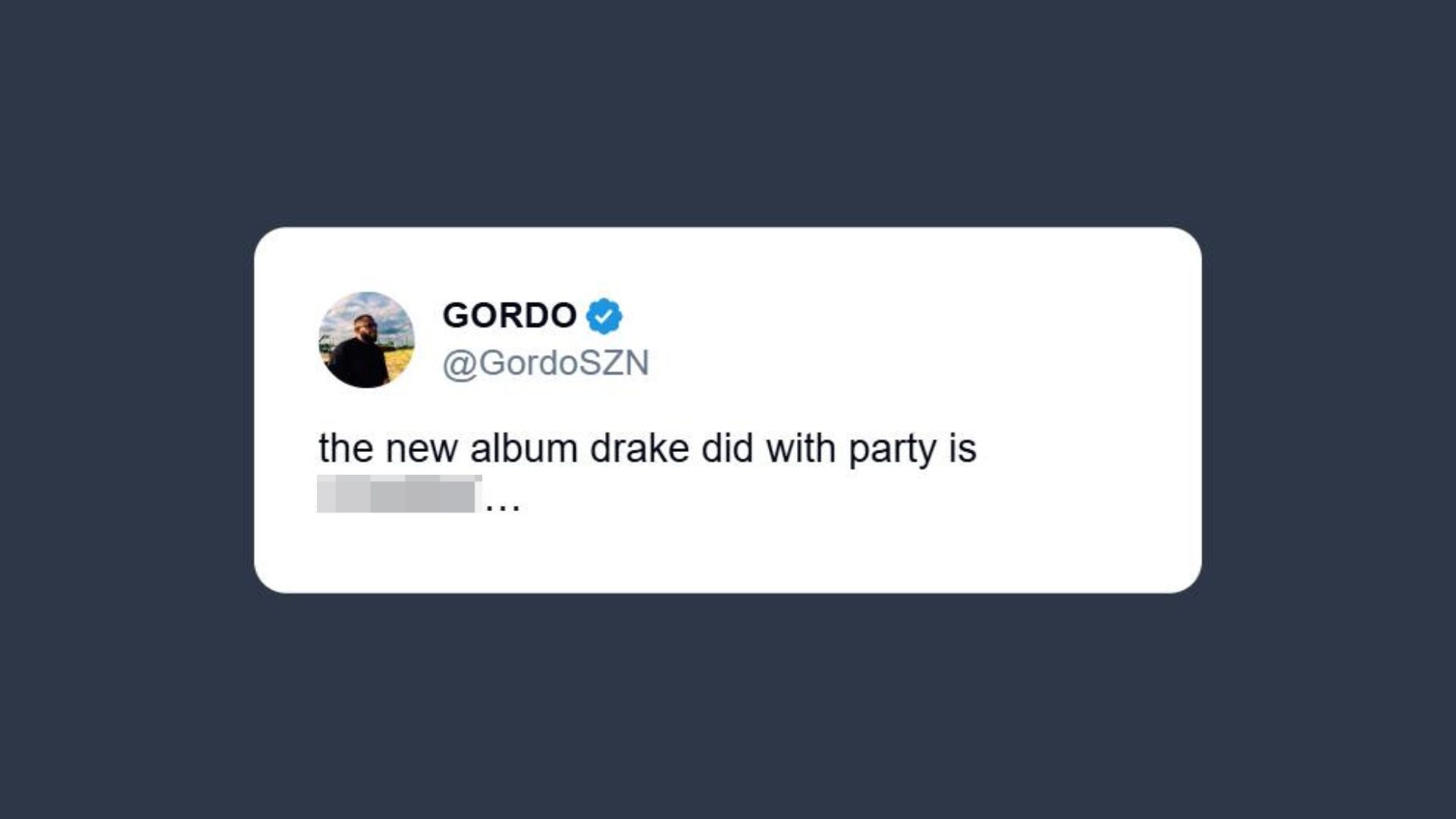 Gordo dropping using f-word to hype Drizzy&#039;s upcoming collaborative album with PartyNextDoor (Image via X/@GordoSZN)