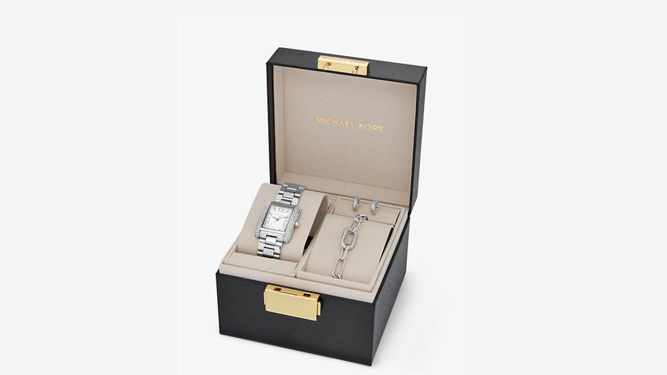 Petite Emery Pav&eacute; Silver-Tone Watch and Jewelry Gift Set