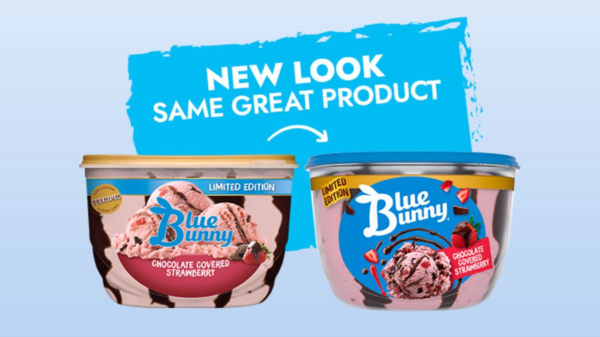 The brand unveiled a new look for the ice cream. (Image via Blue Bunny)