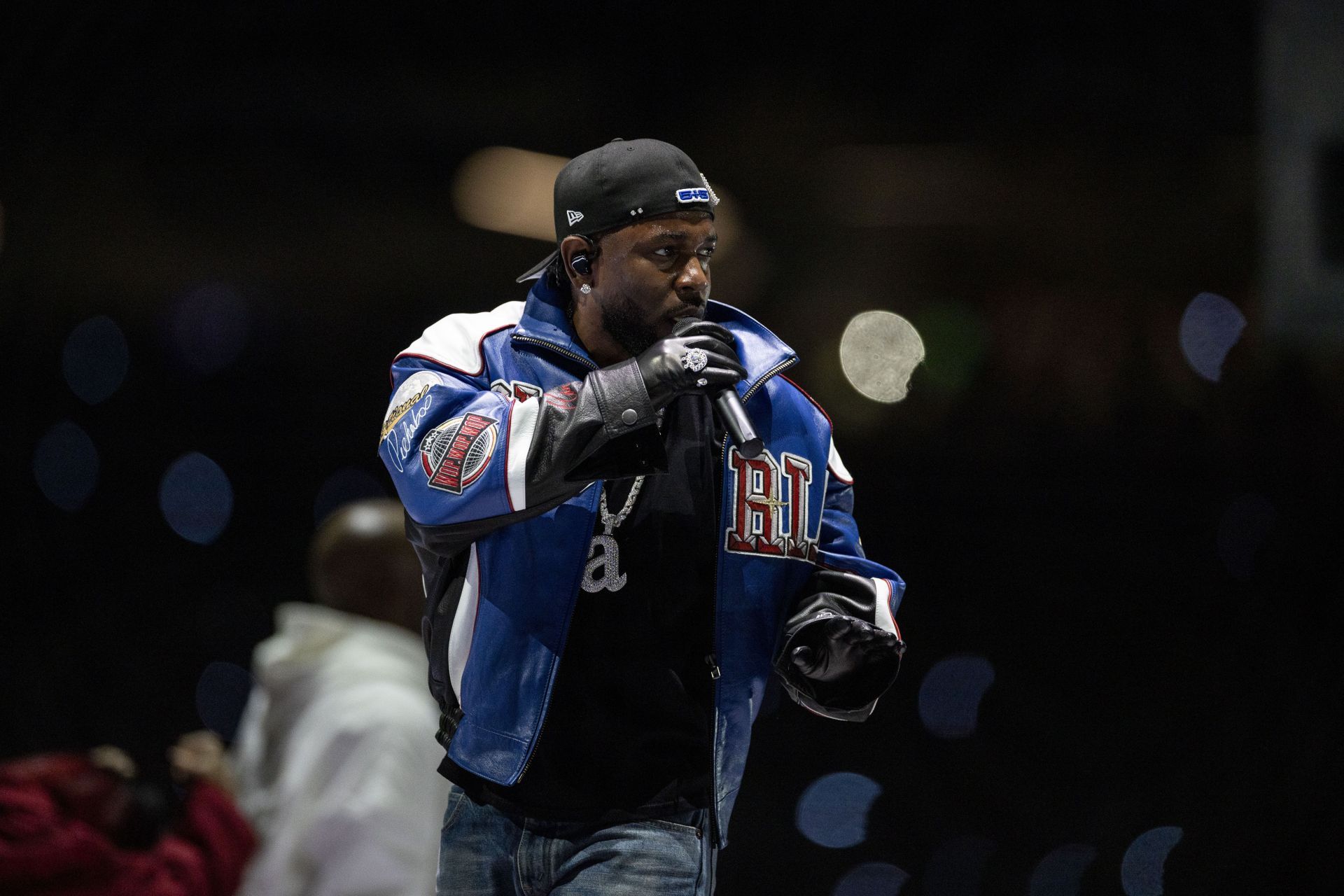 Kendrick Lamar performs during Apple Music Super Bowl LIX Halftime Show at Caesars Superdome on February 09, 2025 in New Orleans, Louisiana. (Photo by Michael Owens/Getty Images)