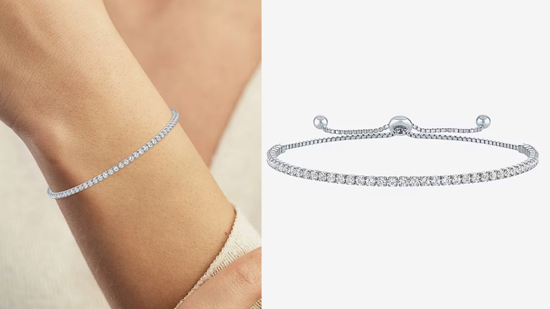 Yes, Please! Lab Created White Sapphire Sterling Silver Bolo Bracelet (Image via JCPenney)