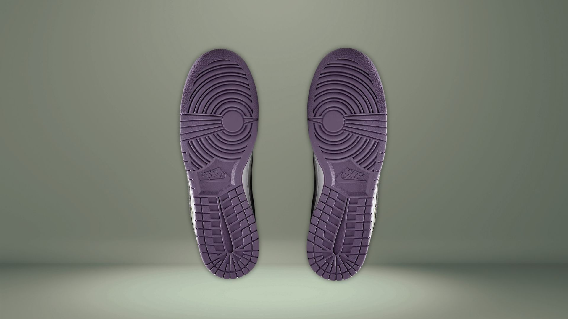 a muted purple outsole with multidirectional patterns that help provide grip on different surfaces (Image via Nike)