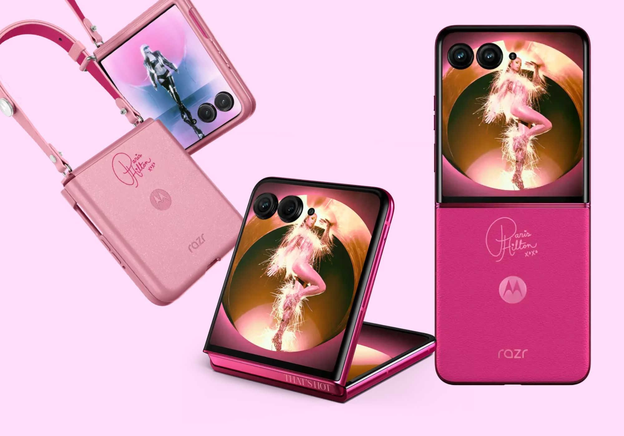 Paris Hilton x Motorola US razr+ phone (Image via Motorola US)