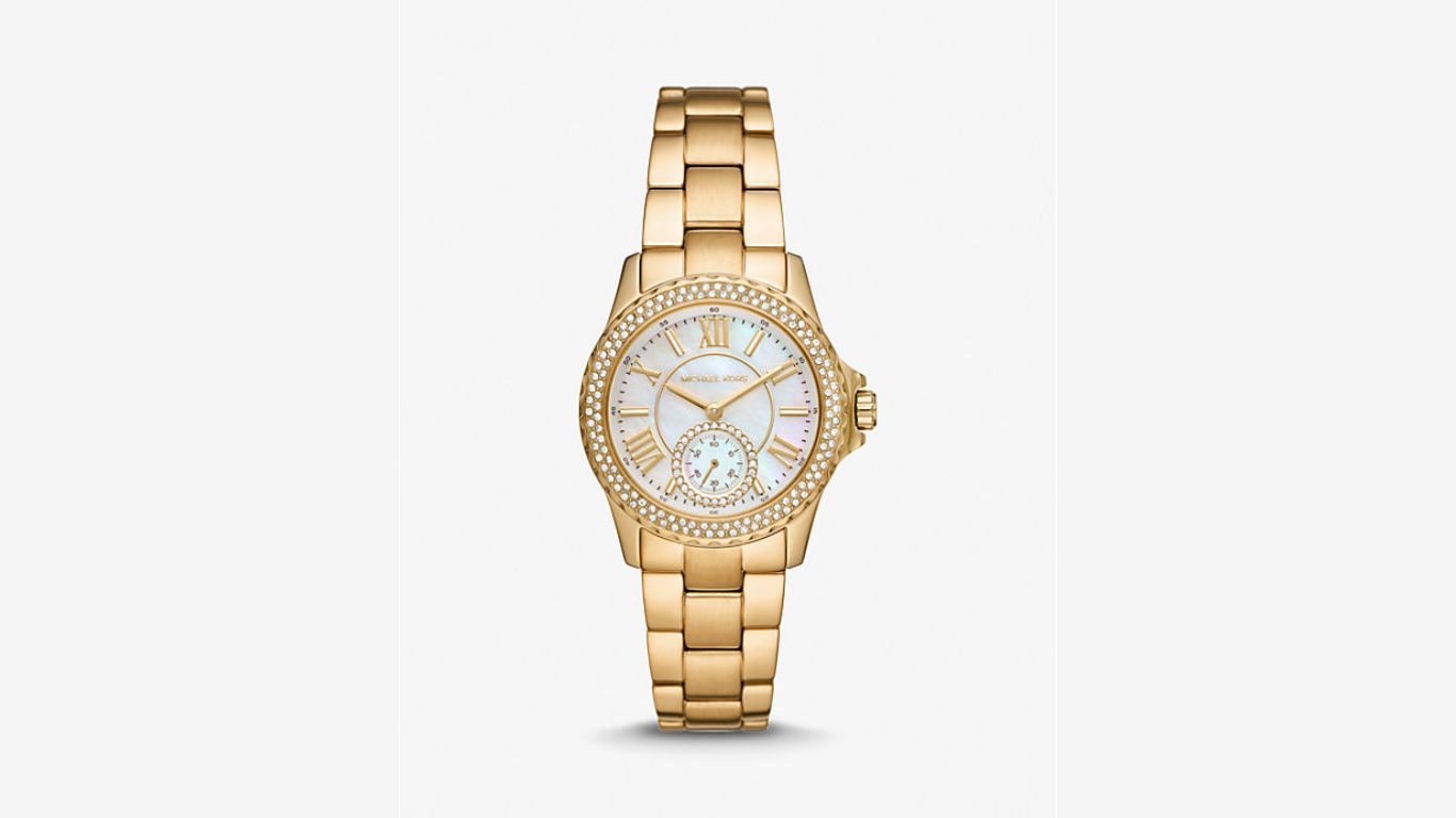 Mini Everest Pav&eacute; Gold-Tone Watch