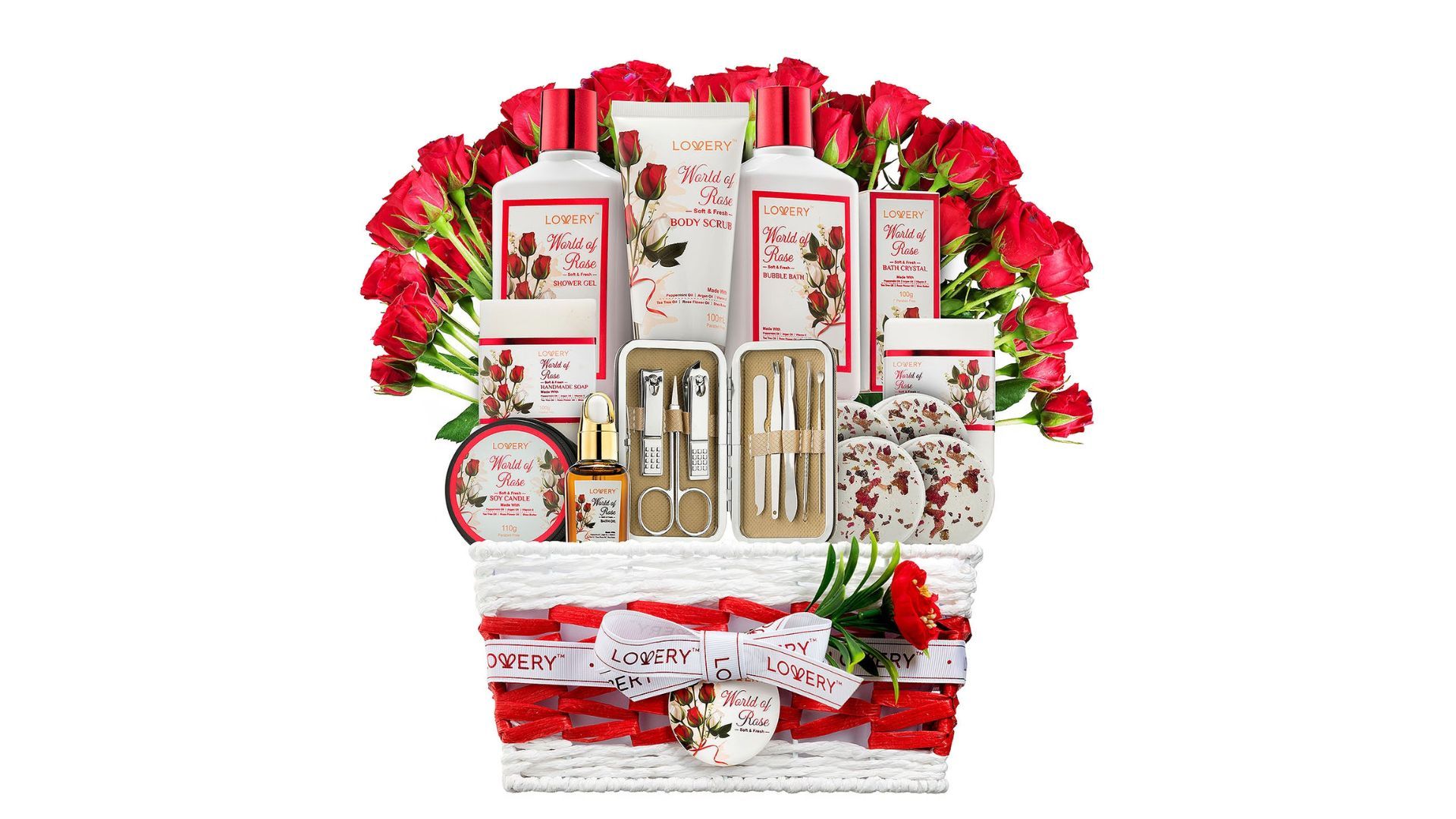 Lovery Red Rose Home Spa Basket (Image via JCPenney)