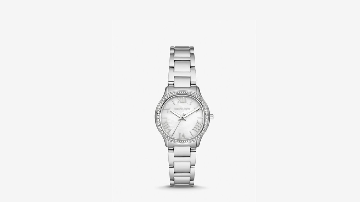 Mini Sage Pav&eacute; Silver-Tone Watch