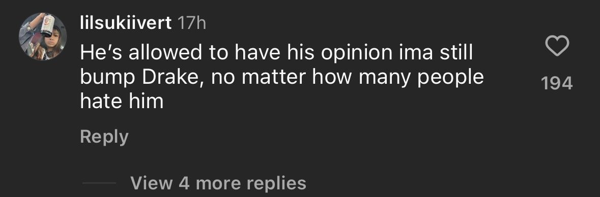 Comment under @theshaderoom where Kevin Durant completely downplayed Kendrick Lamar&#039;s performance at the Superbowl LIX Halftime Show. (Image via Instagram/@theshaderoom)