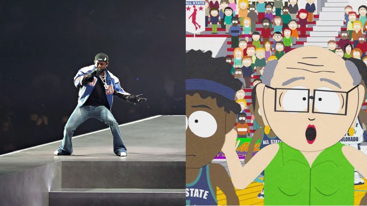 Kendrick Lamar and South Park via Getty Images and South Park Studios