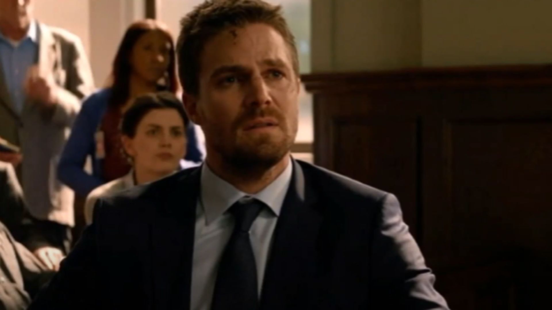 During Trial of the Green Arrow in S6E21 | Image via Prime Video