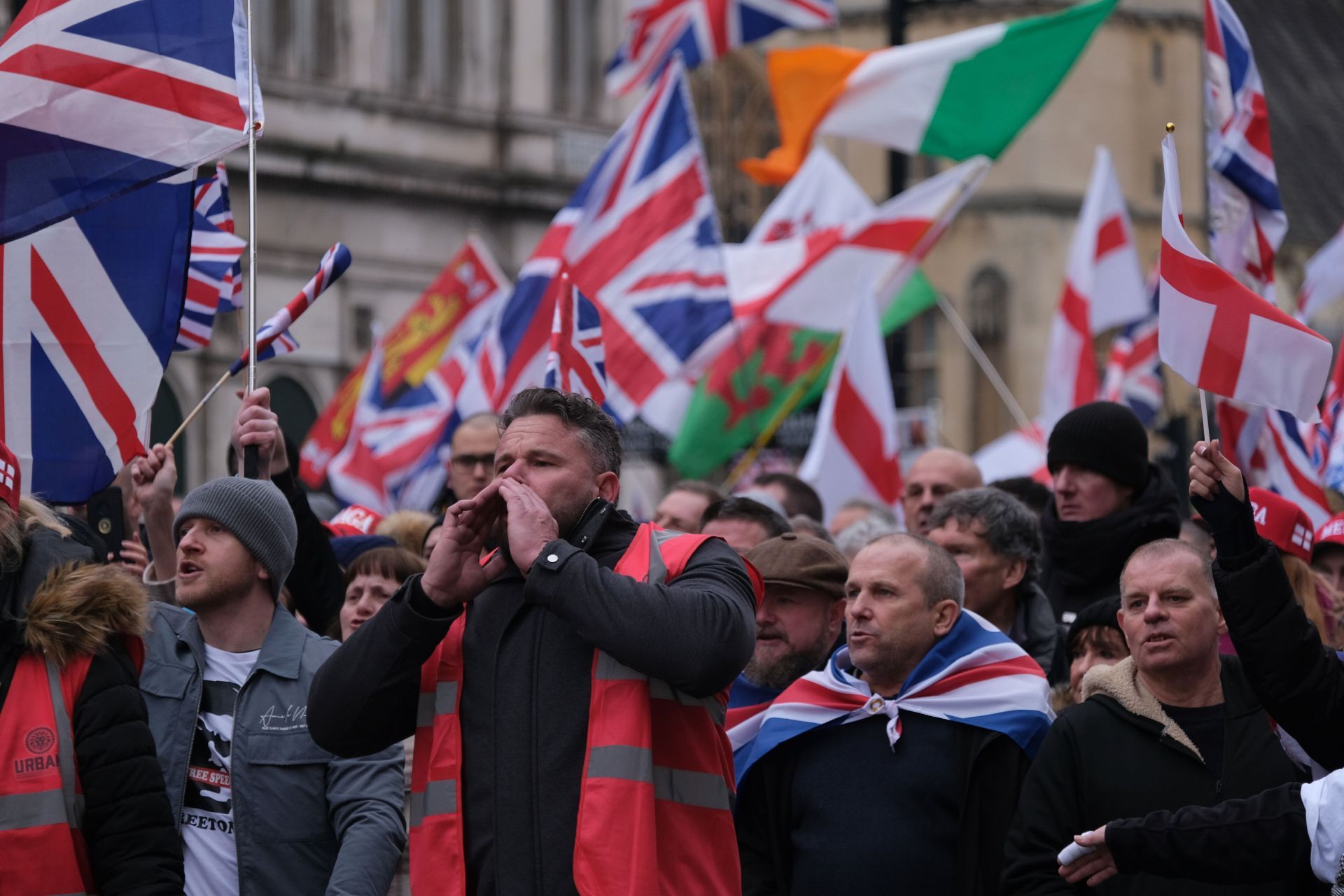 Tommy Robinson Supporters March Through London During The 