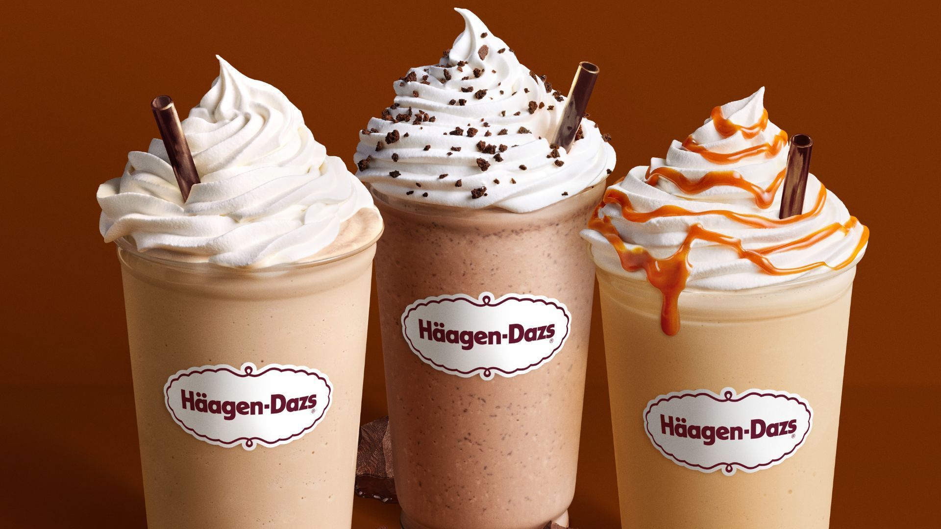 Three limited-time coffee milkshakes (Image via H&auml;agen-Dazs)