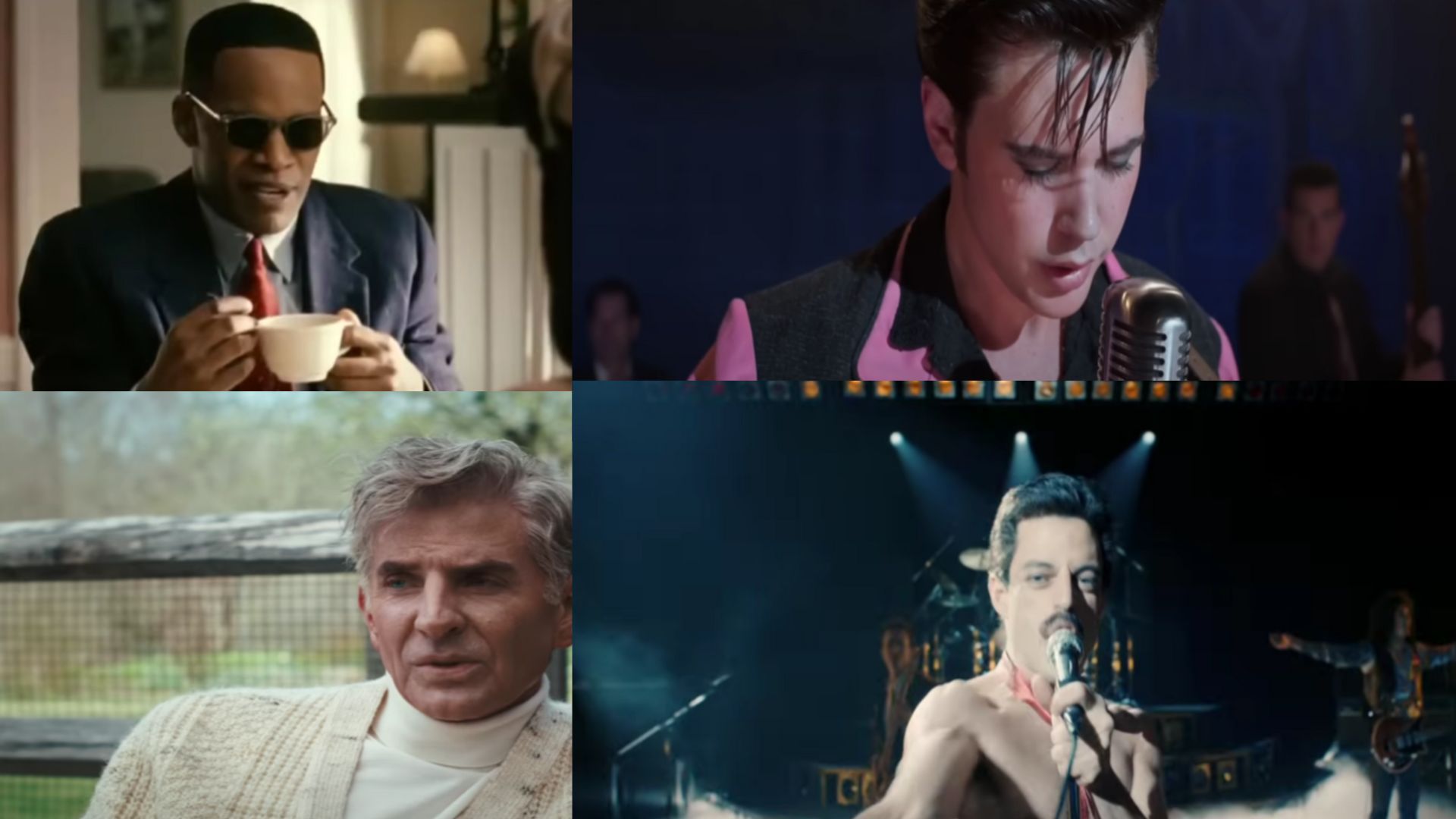 Bohemian Rhapsody | Image Via: 20th Century Fox, Elvis | Image Via: Bazmark Films, Maestro | Image Via: Lea Pictures, Ray | Image Via: Bristol Bay Productions