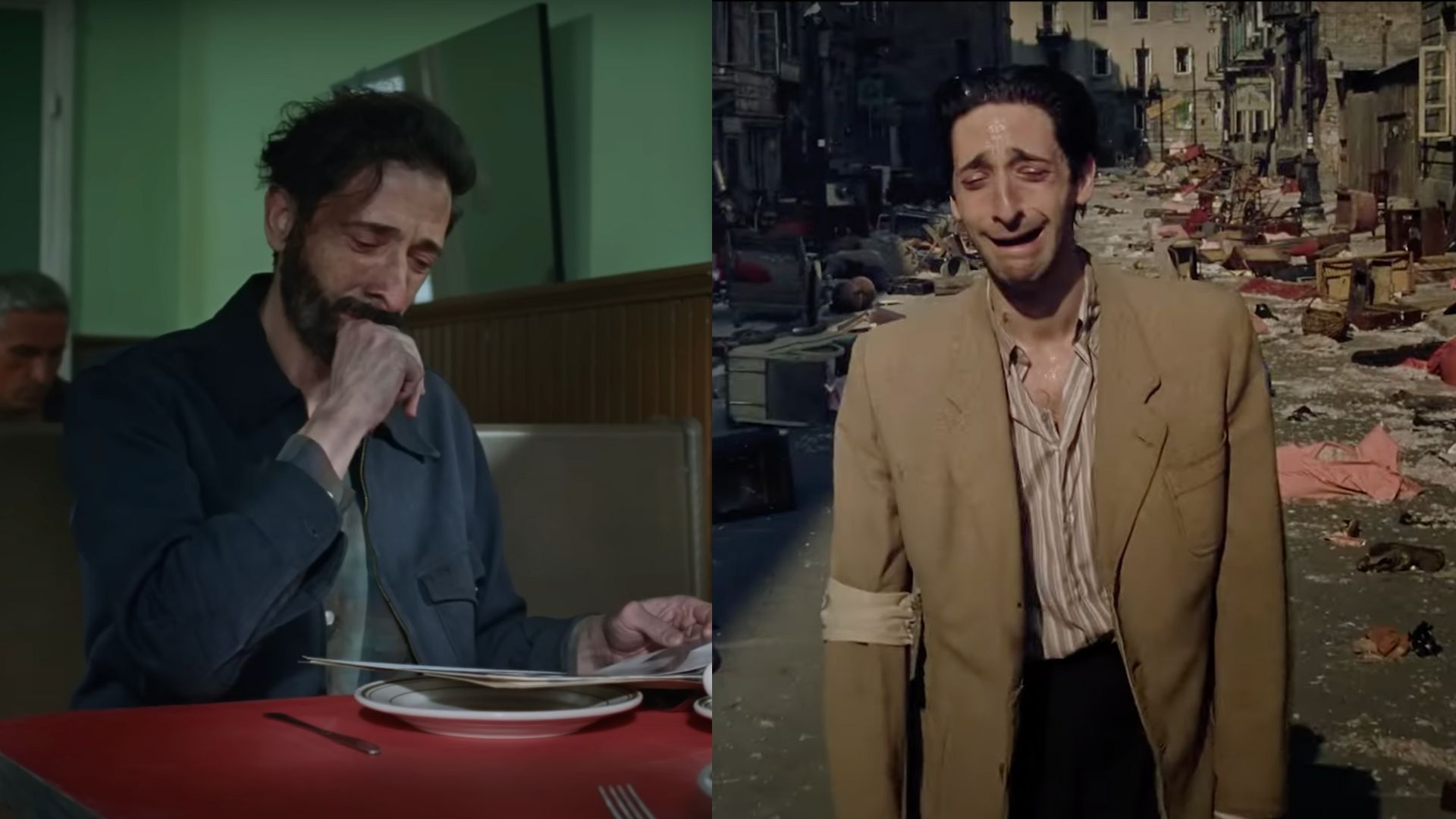 Adrien Brody in The Brutalist and The Pianist (Image via YouTube/@A24,RottenTomatoesCLASSICTRAILERS)