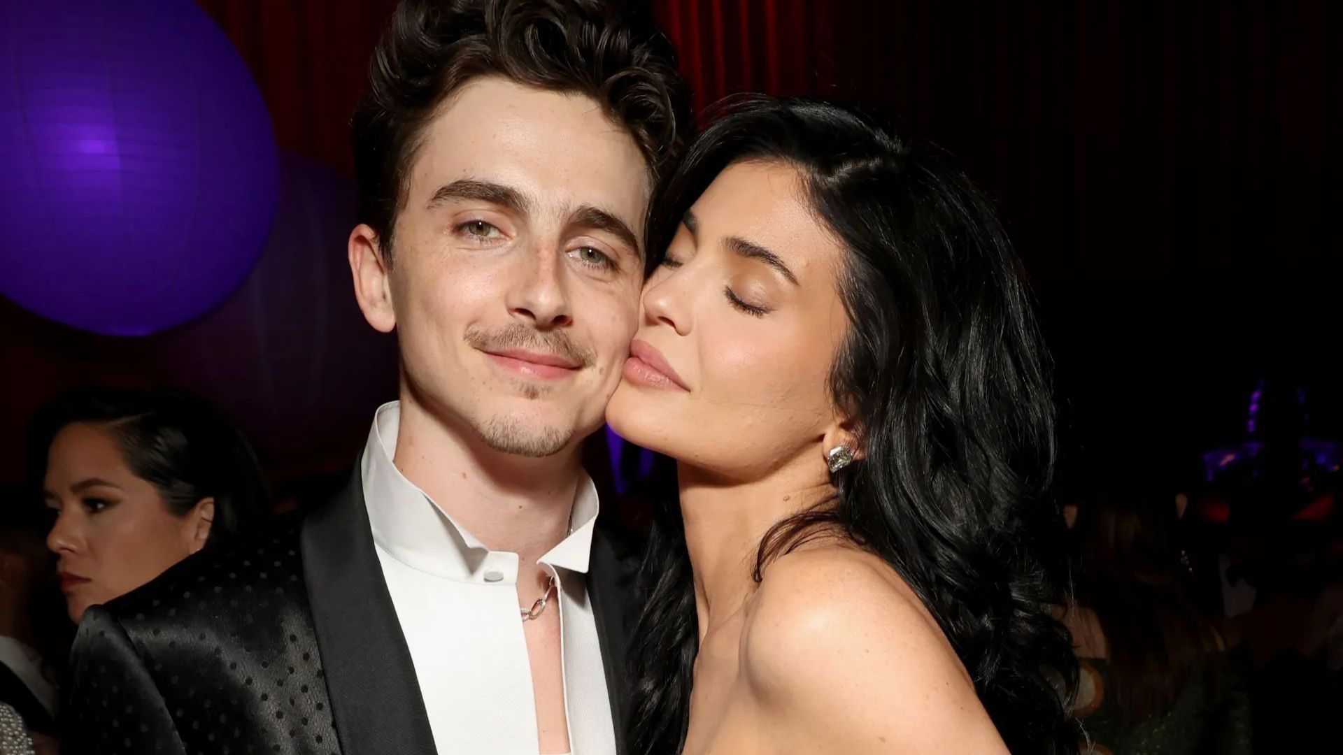 Timoth&eacute;e Chalamet and Kylie Jenner (Getty via Soap Central CMS - Resized on Canva)