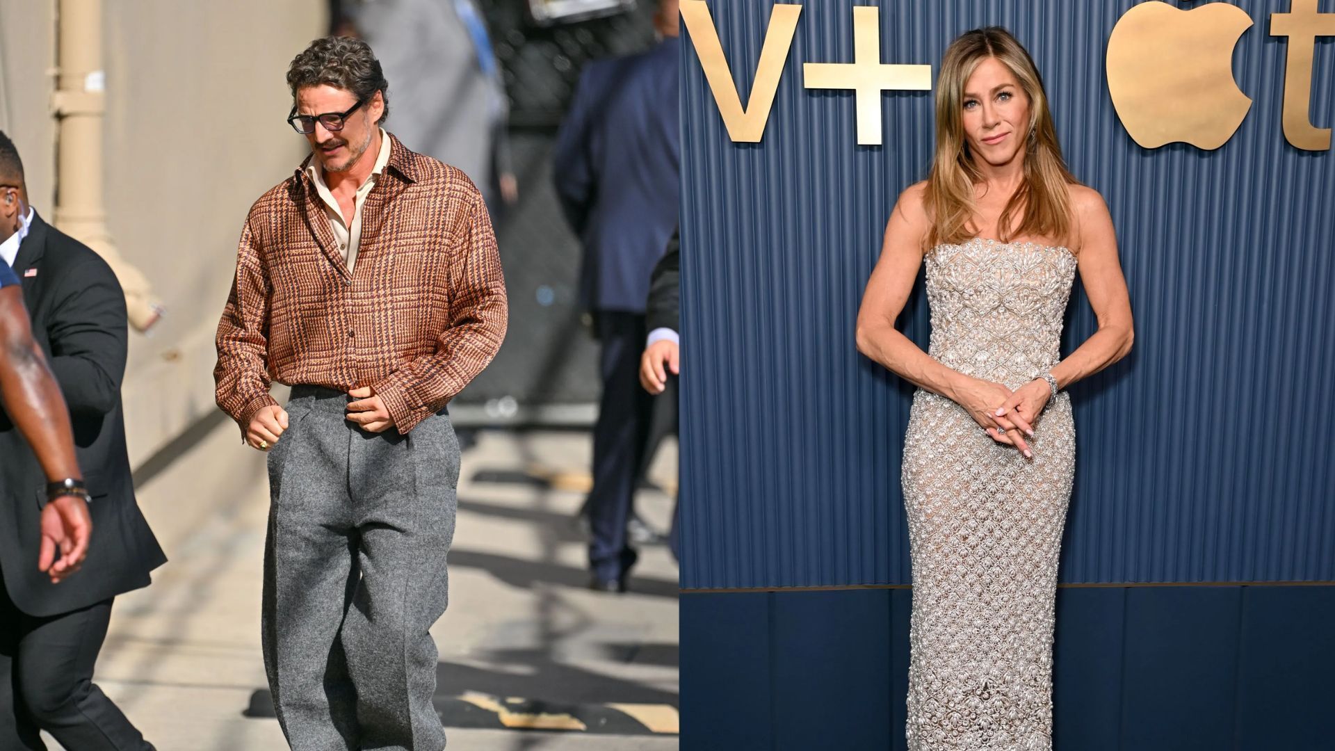 Pedro Pascal &amp; Jennifer Aniston - Source: Photo by PG/Bauer-Griffin/GC Images, Photo by Jon Kopaloff/Getty Images