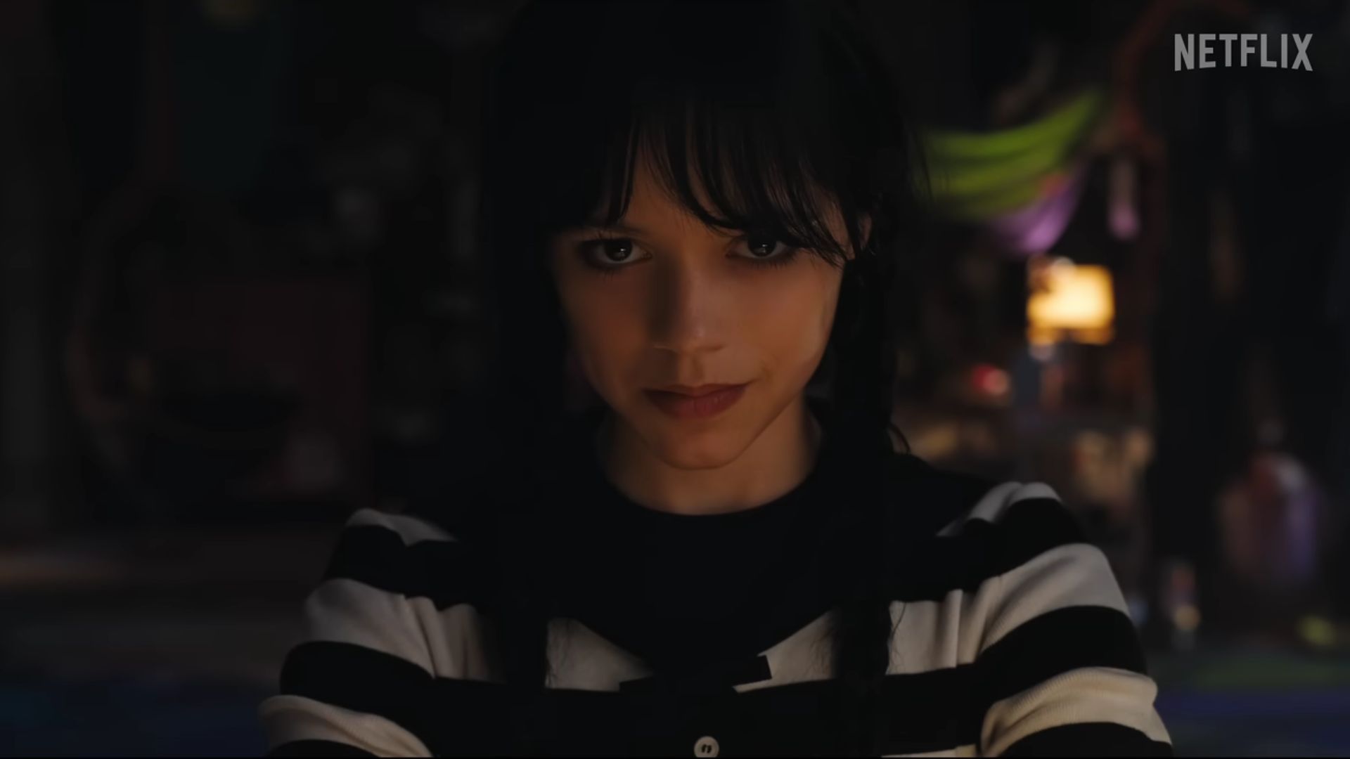 Jenna Ortega as Wednesday Addams in the Wednesday Season 2 Announcement Video | Image Source: Netflix YouTube Channel