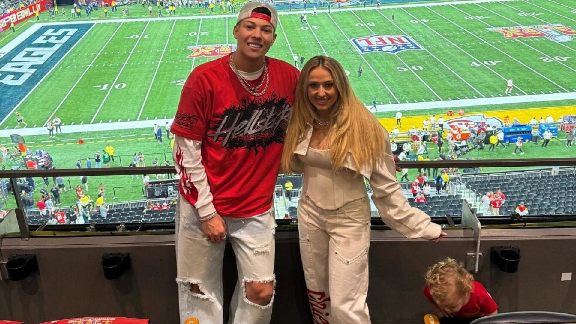 Jackson with his sister-in-law at the Super Bowl (Image via Instagram/@jacksonmahomes)