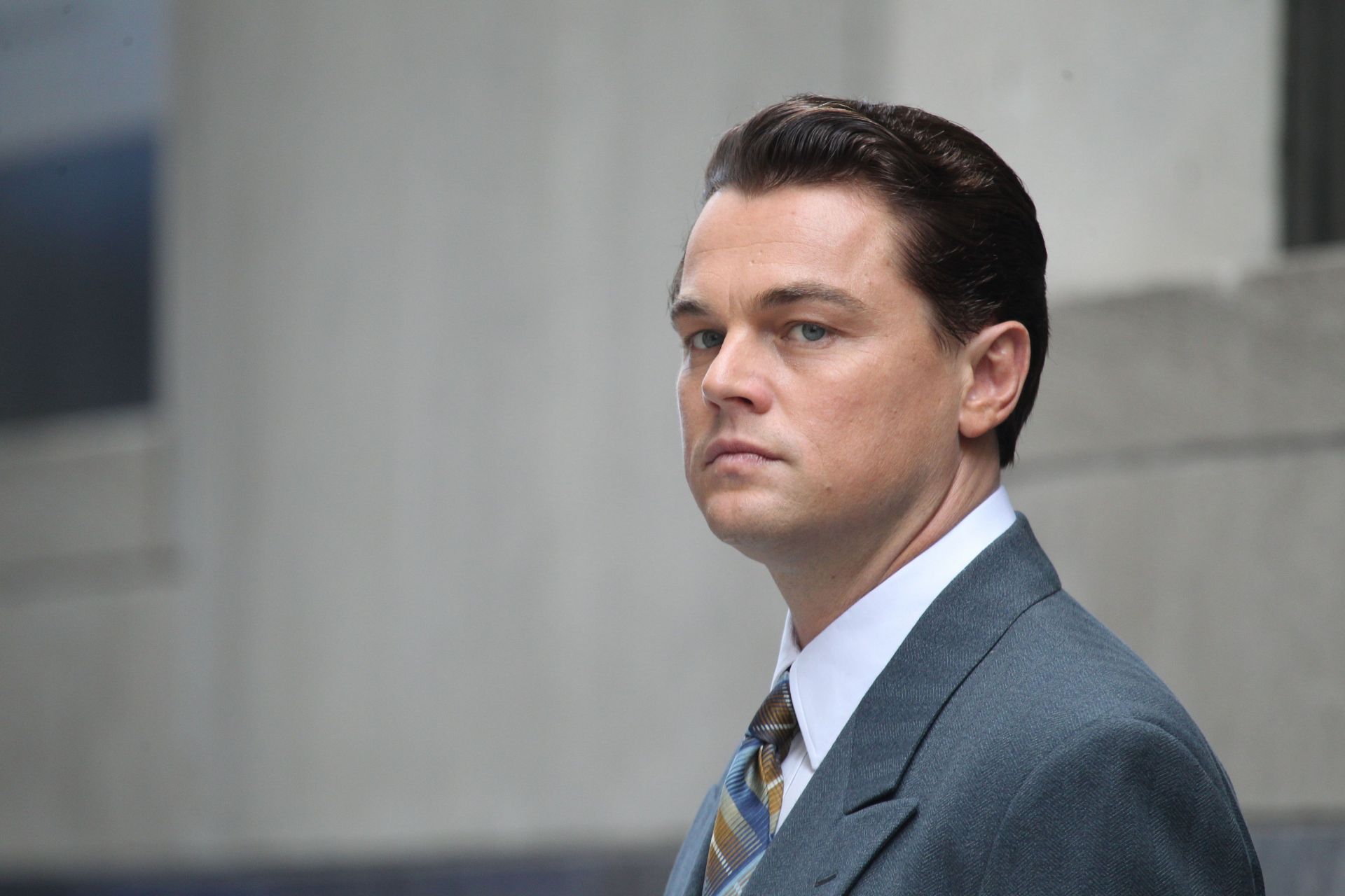 Leonardo DiCaprio on set  movie &quot;Wolf of Wall Street&quot; in New York City - Source: Getty